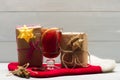 Glass of delicious glintwein or mulled hot wine Royalty Free Stock Photo