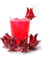 Glass of delicious roselle juice with fresh roselle