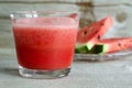 Glass of delicious watermelon smoothie