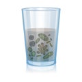 Glass with dirty water, bacteria, science microbiology