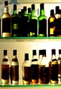 Bottles of wine and liquors at the bar