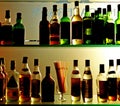 Bottles of wine and liquors at the bar