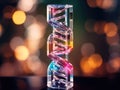 a glass dna model with colorful lights Royalty Free Stock Photo