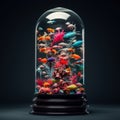 Glass Dome Aquarium with Coral and Fish