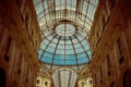 Glass dome in the center of the Galleria Vittorio Emanuele in Milan. Horizontal, nobody Royalty Free Stock Photo