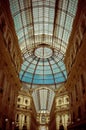 Glass dome in the center of the Galleria Vittorio Emanuele in Milan. Vertical, nobody Royalty Free Stock Photo