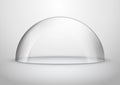 Glass dome container mock-up. Plastic dome model cover for exhibition isolated. Blank vector transparent dome Royalty Free Stock Photo