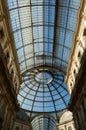 Glass dome in the center of the Galleria Vittorio Emanuele in Milan. Vertical, nobody Royalty Free Stock Photo