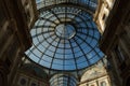 Glass dome in the center of the Galleria Vittorio Emanuele in Milan. Horizontal, nobody Royalty Free Stock Photo