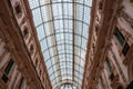 Glass dome of Galleria Vittorio Emanuele in Milan, Italy. Vaulted glass ceiling. Royalty Free Stock Photo