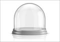 Glass dome and gray plastic tray realistic vector