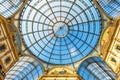 Glass dome inside the Galleria Vittorio Emanuele II in Milan. This gallery is one of the world`s oldest shopping malls, and the Royalty Free Stock Photo