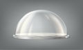 Glass dome on the marble tray. 3d realistic vector icon. Transparent protective cover. Snow globe, souvenir or kitchen Royalty Free Stock Photo