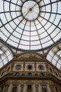 Glass Dome and Ornate Interior of Galleria Vittorio Emanuele II, Milan Royalty Free Stock Photo