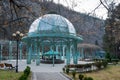 Glass dome over the spring of Borjomi mineral water in Borjomi central park, Georgia