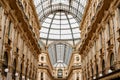 Glass dome of the Victor Emmanuel Gallery in the Piazza Duomo. Milan, Italy Royalty Free Stock Photo