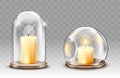Glass domes with hole, candle holder realistic