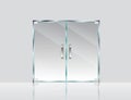 Realistic glass door. Entrance modern glass doors,