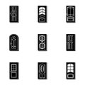 Glass door icons set, simple style Royalty Free Stock Photo