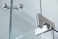 The glass door pivot hinge. Royalty Free Stock Photo