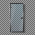 Glass Door With Steel Handle And Hinges Vector