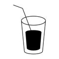 Glass of drink with straw line icon