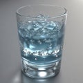 Glass of drinking water with bubbles on a gray background. Pure sparkling water with ice, close-up. Royalty Free Stock Photo