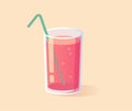 Glass of drinks. Soda with straw. Vector illustration with refreshing summer drink.