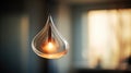 A glass drop light hanging from a ceiling, AI Royalty Free Stock Photo