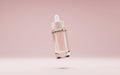 Glass dropper bottle cosmetic oil or serum mock up banner. Realistic vial with pipette for medical drops, clear