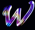 GLass effect letter w chrome colorful character transparent