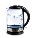 Glass electric kettle with boiling water Royalty Free Stock Photo