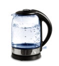 Glass electric kettle with boiling water