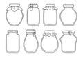 Glass empty jar doodle set contour label vector Royalty Free Stock Photo