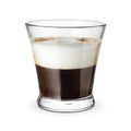 Glass of espresso macchiato coffee isolated on white