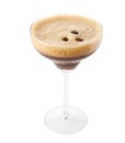 Glass of Espresso Martini with coffee beans on white background Royalty Free Stock Photo