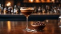 Glass of espresso martini coffee drink alcohol beverage cocktail liquor bar sweet Royalty Free Stock Photo