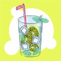 Glass with exotic cocktail vector illustration