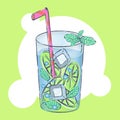 Glass with exotic cocktail vector illustration