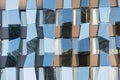 Glass facade buildings of irregular geometry. Modern building in hi-tech style