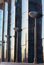 The glass facade of curved blue glass Royalty Free Stock Photo