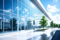 glass facade of a modern office building against a blue sky Royalty Free Stock Photo