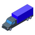 Glass factory truck icon isometric vector. Window production