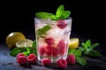 Glass Filled with Ice and Raspberries Royalty Free Stock Photo