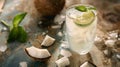 Glass Water Lime Ice Table Royalty Free Stock Photo