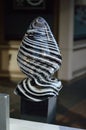 Glass finial swirl of white black clear