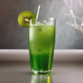 A glass of fizzy kiwi soda with a kiwi slice2