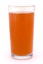 Glass of fizzy orange over white