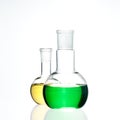 Glass flask with a chemical reagent. Royalty Free Stock Photo