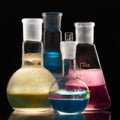 Glass flask with a chemical reagent Royalty Free Stock Photo